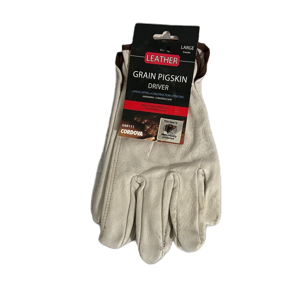 Cordova Work Gloves Men Large Leather Grain Pigskin Driver G88111 Breathable NWT